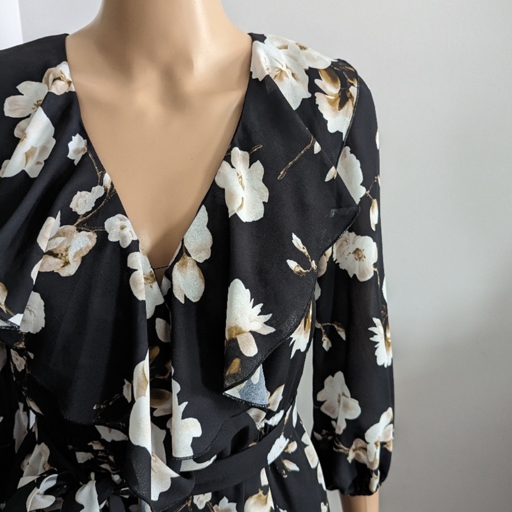 Alice & Olivia - Kye floral ruffle flow midi wrap dress - Picture 8 of 11